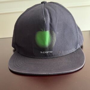 Supreme Navy Cap with Green Apple Graphic